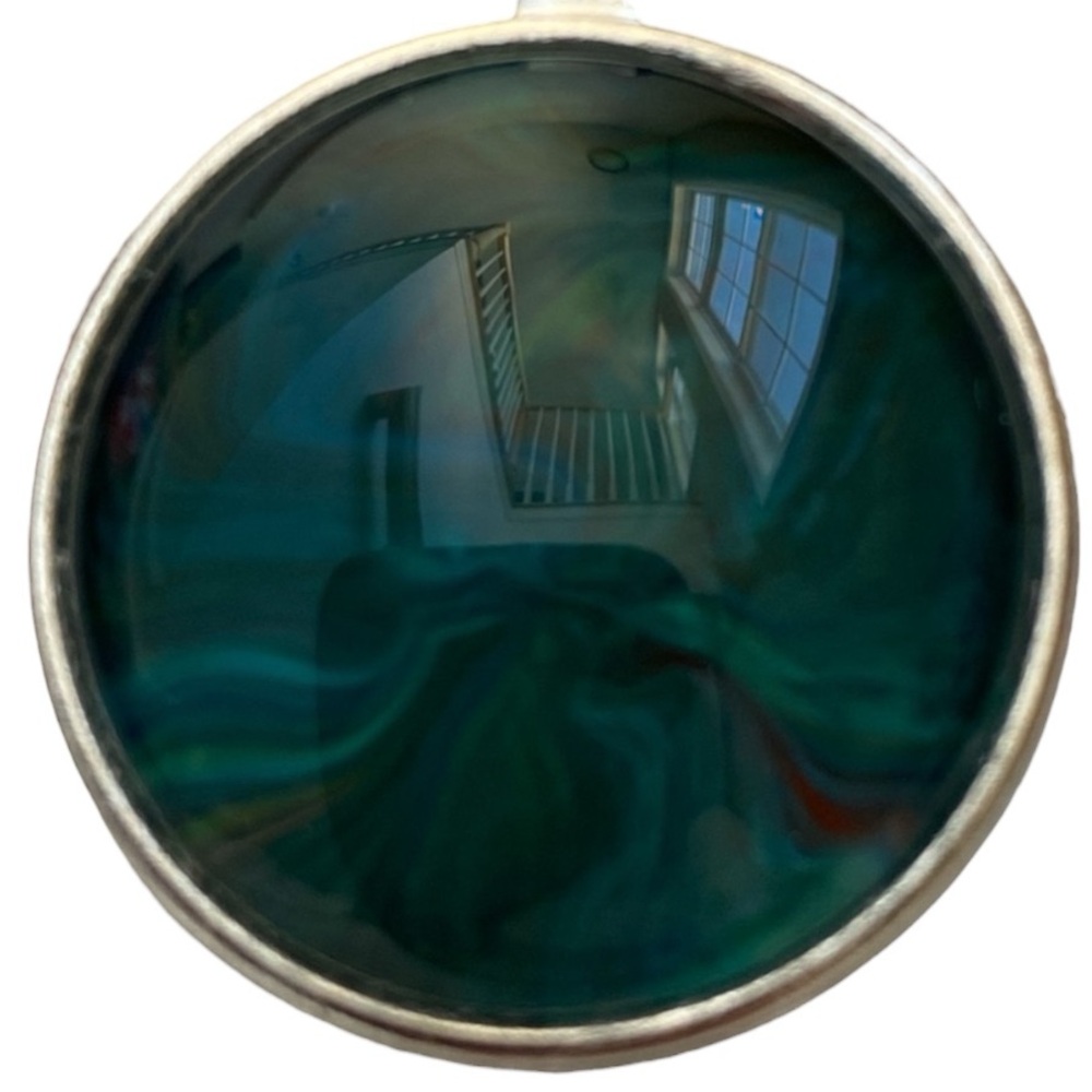 Svetlana Yeung Hand Crafted Blue Green Fluid Art Pendant Cord Necklace